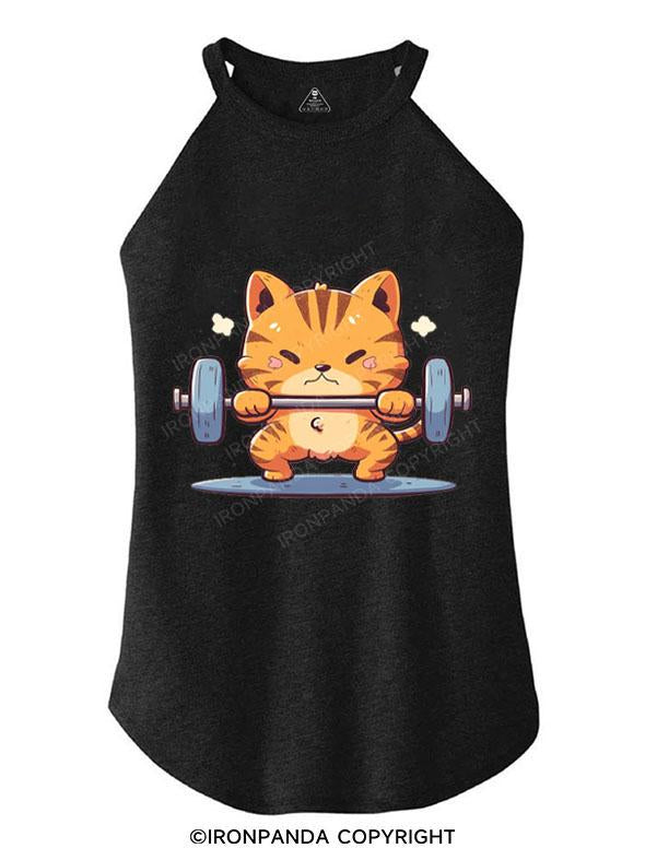 KITTEN AT GYM TRI ROCKER COTTON TANK