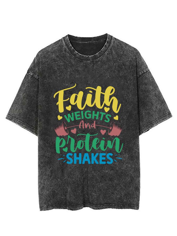 FAITH WEIGHTS AND PROTEIN SHAKES VINTAGE GYM SHIRT