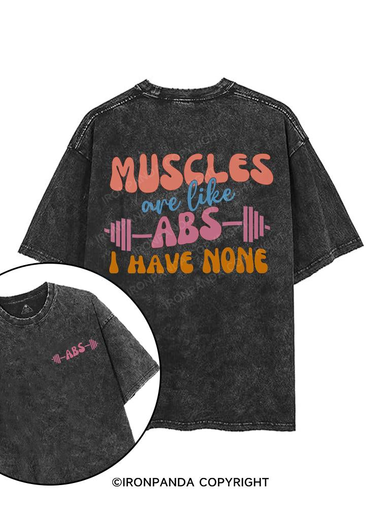 Muscles are like Abs I have none printed Gym Shirt