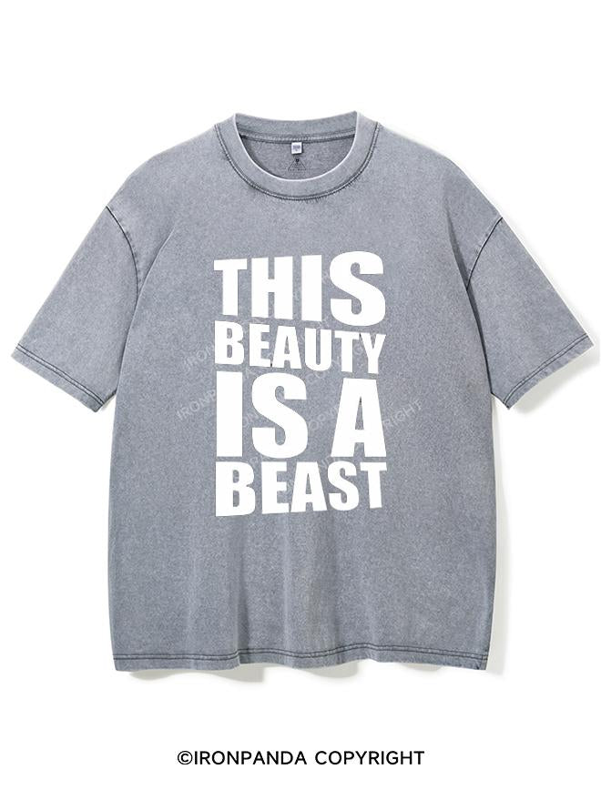 THIS BEAUTY IS A BEAST VINTAGE GYM SHIRT