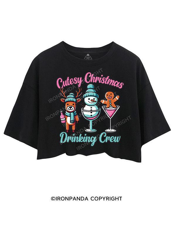 CUTESY CHRISTMAS DRINKING CREW CROP TOPS