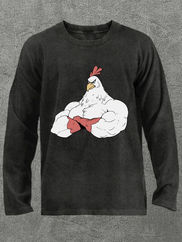 muscle cock at the gym Washed Gym Long Sleeve Shirt