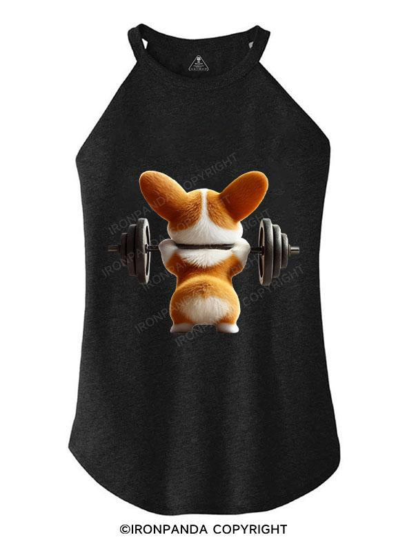 CHEEKY CORGI LIFTS TRI ROCKER COTTON TANK