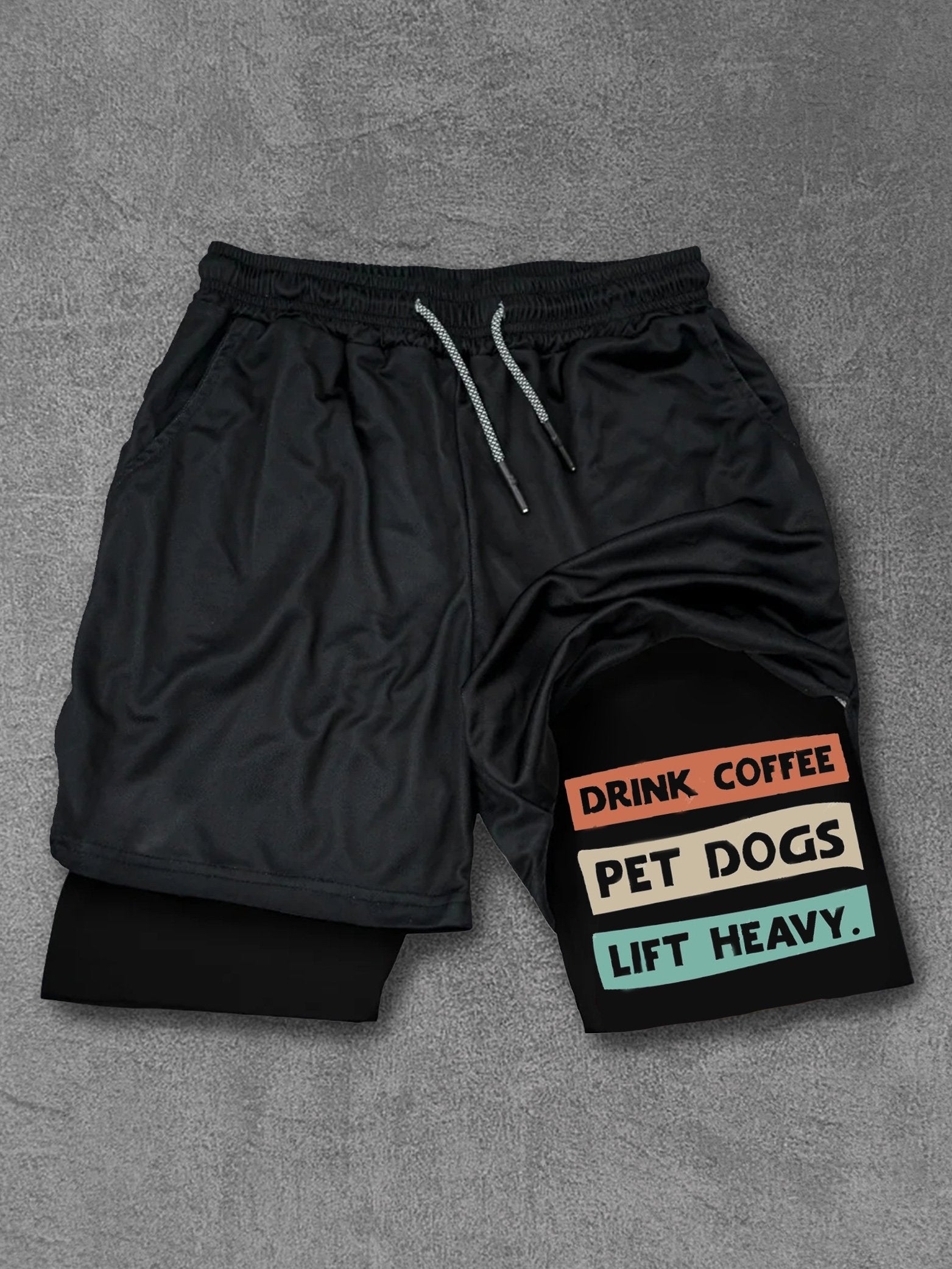 Drink Coffee Pet Dogs Lift Hevay Performance Training Shorts