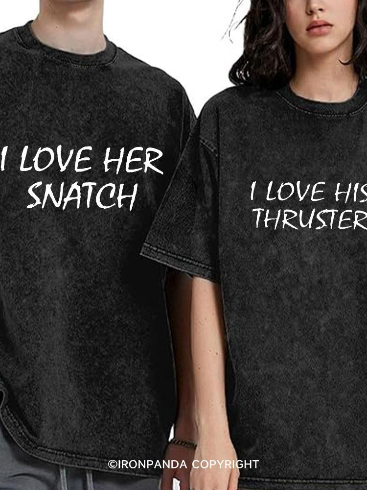 I Lover Her Snatch Washed Matching Couple Gym Shirt