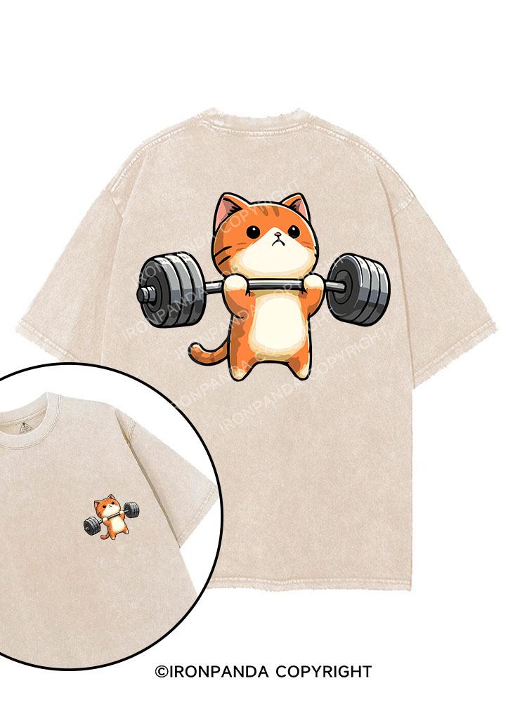 KITTEN DEADLIFTS, NO BIGGIE printed Gym Shirt