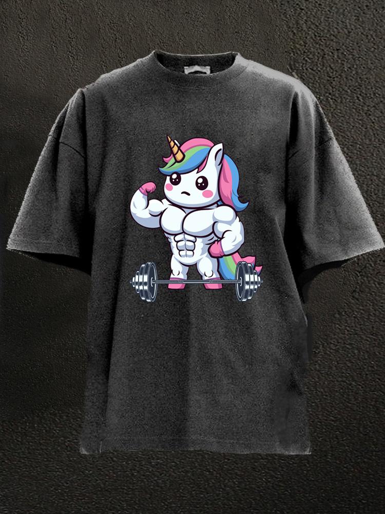 bodybuilder unicorn Washed Gym Shirt