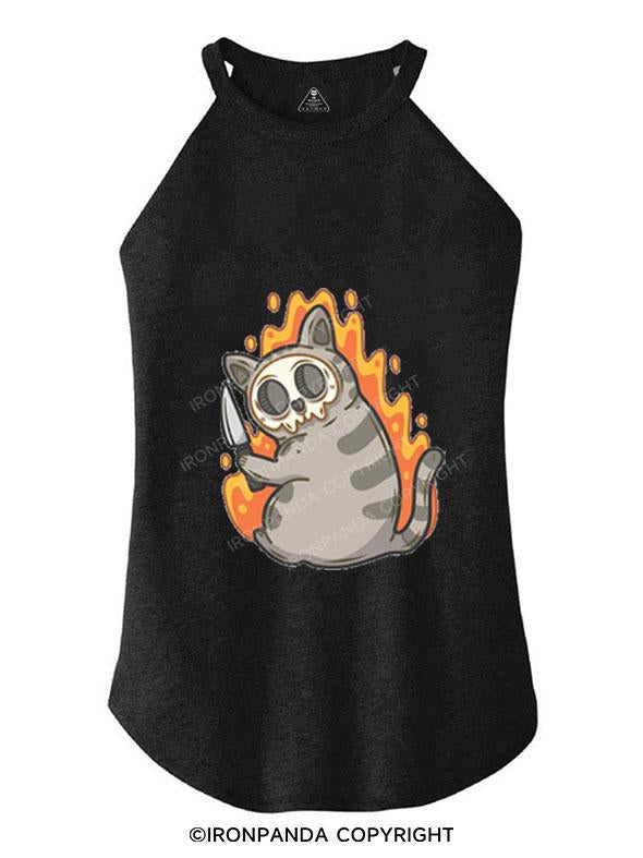 ANGRY SKELETON KITTEN KILLER TRI ROCKER COTTON TANK