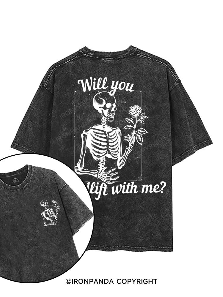 will you deadlift with me? printed Gym Shirt