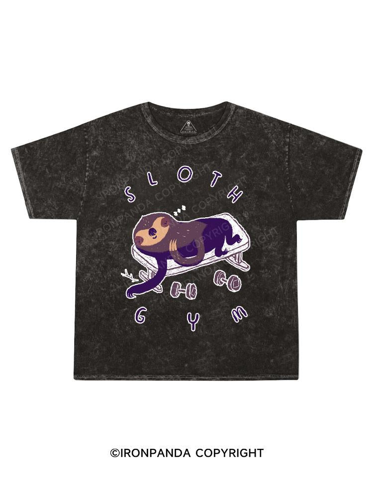 Sloth Gym Kids Washed T-Shirt