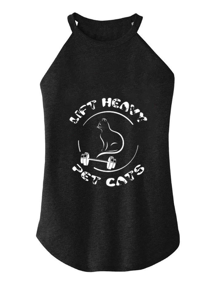 LIFT HEAVY PET CATS ROCKER COTTON TANK