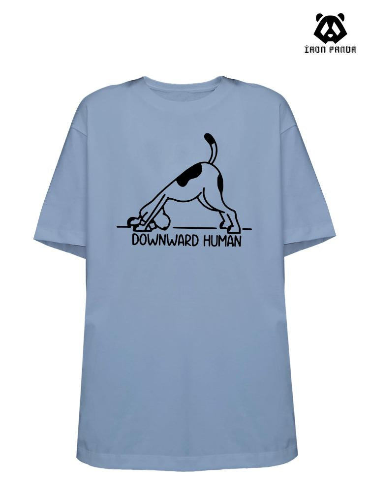 downward human Loose fit cotton  Gym T-shirt