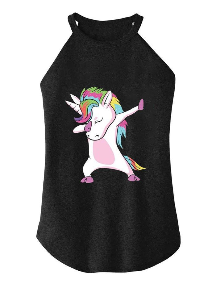 Dabbing Unicorn TRI ROCKER COTTON TANK