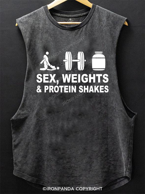 SEX WEIGHTS & PROTEIN SHAKES SCOOP BOTTOM COTTON TANK