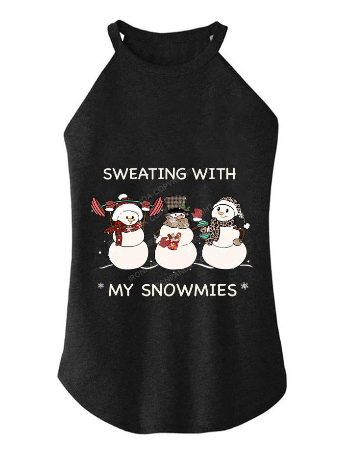 SWEATING WITH MY SNOWMIES TRI ROCKER COTTON TANK