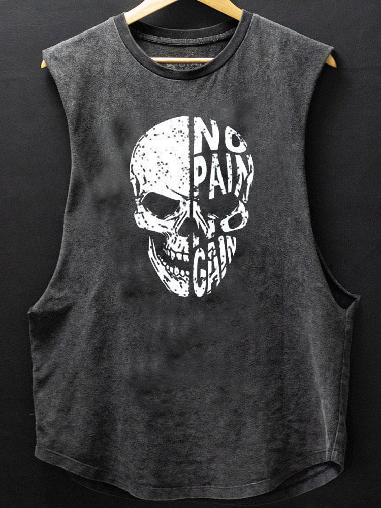 No pain No gain Skull Face Scoop Bottom Cotton Tank