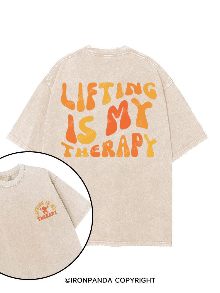 LIFTING IS MY THERAPY printed Gym Shirt