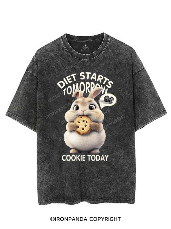 DIET STARTS TOMORROW COOKIE TODAY BUNNY VINTAGE GYM SHIRT