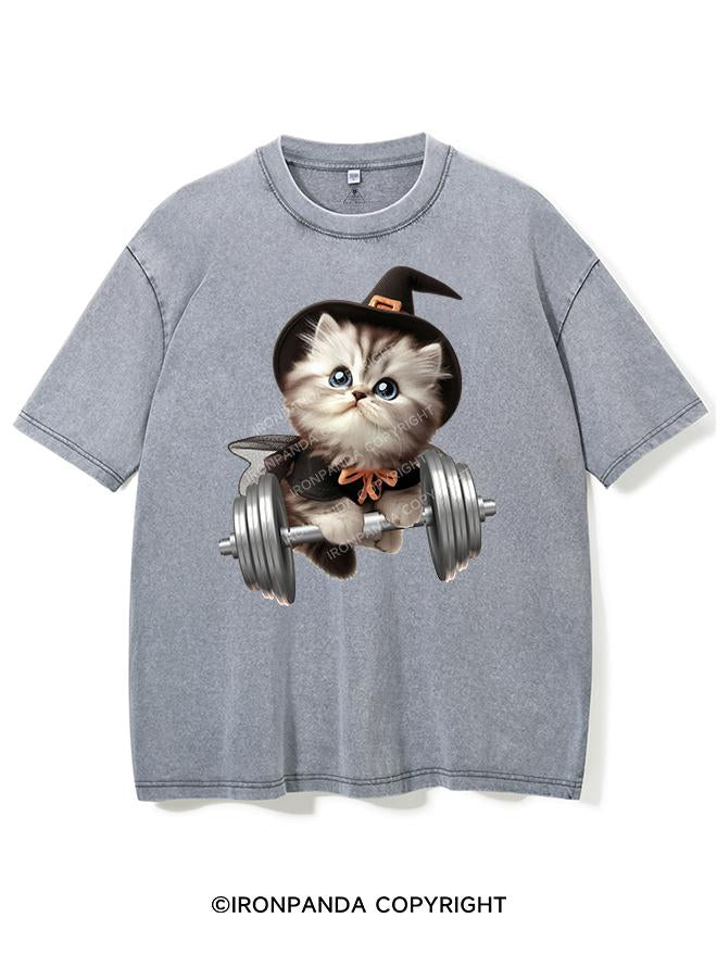 HALLOWEEN LIFTING CAT VINTAGE GYM SHIRT