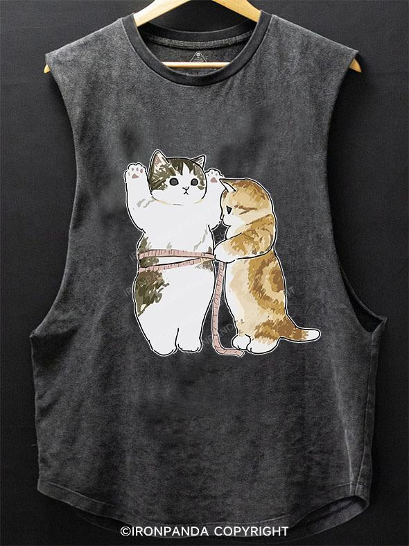 GYM CAT DIET FITNESS  SCOOP BOTTOM COTTON TANK