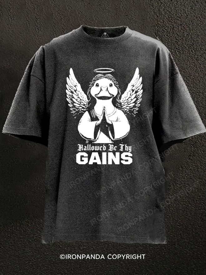 Hallowed Be Thy Gains Washed Gym Shirt