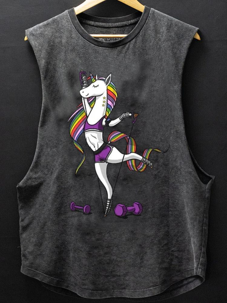 Workout Unicorn Scoop Bottom Cotton Tank