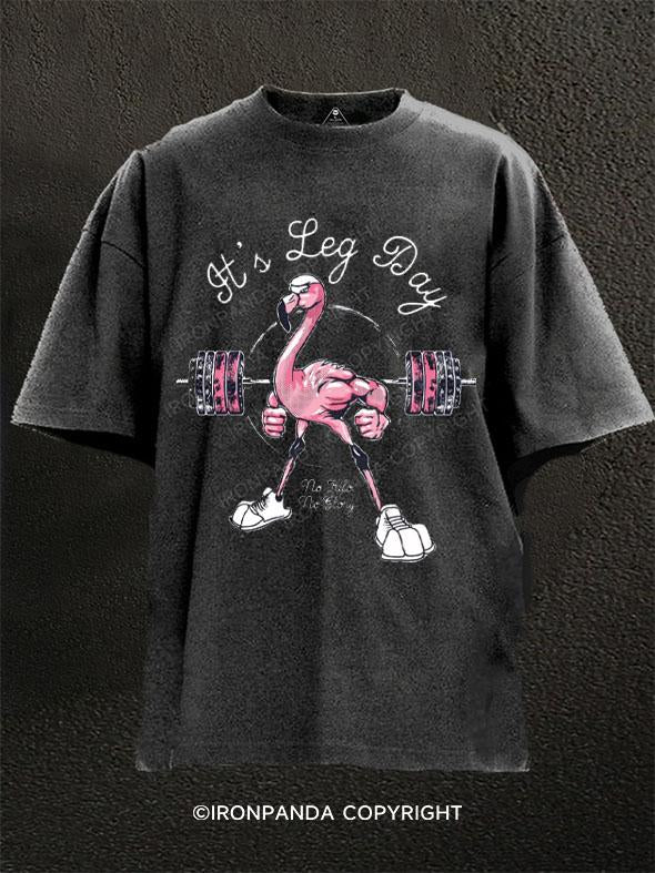 Flamingo Gym Leg Day Washed Gym Shirt