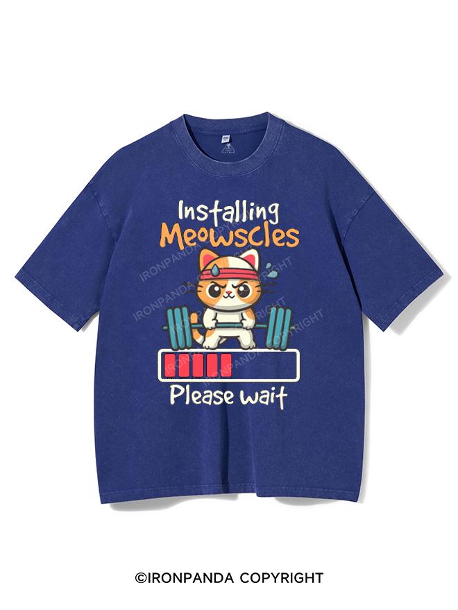 INSTALLING MEOWSCLES PLEASE WAIT VINTAGE GYM SHIRT