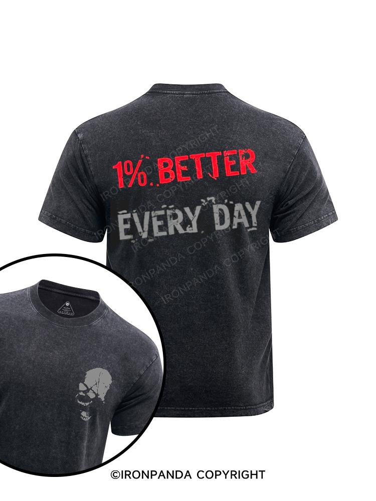 1% Better Every Day printed Washed Gym Shirt