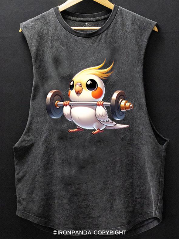 Cockatiel Weightlifting SCOOP BOTTOM COTTON TANK