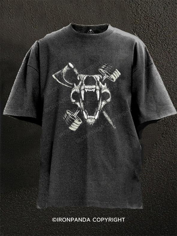 Viking Axe & Barbell Washed Gym Shirt