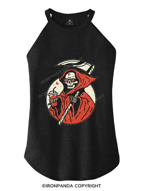 GRIM REAPER WITH COFFEE TRI ROCKER COTTON TANK