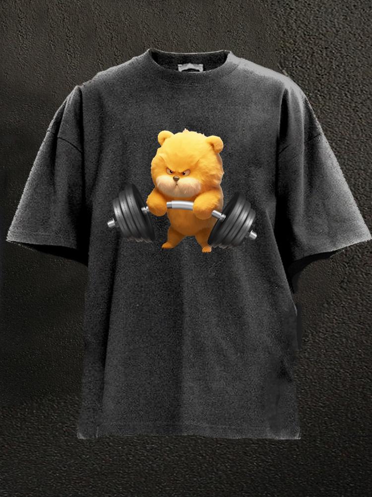 Deadlift yellow teddy bear Washed Gym Shirt