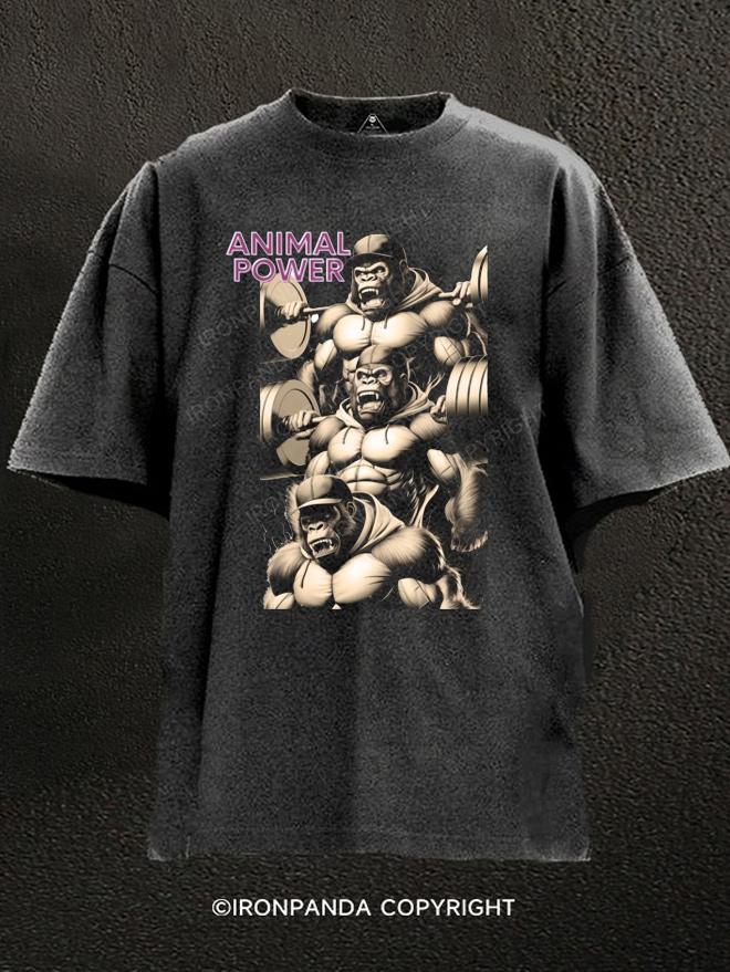 animal power gorilla Washed Gym Shirt