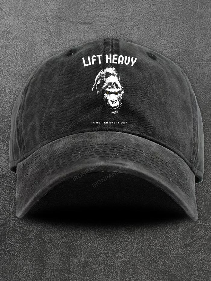 Lift heavy gorilla Washed Gym Cap