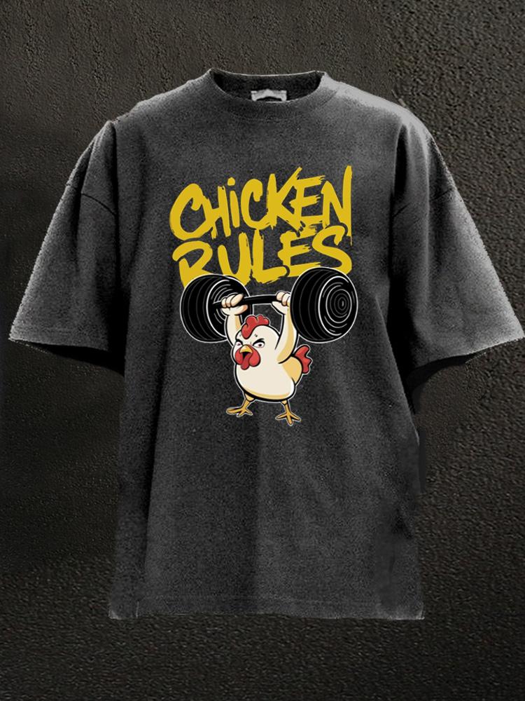 Chicken Rules Washed Gym Shirt