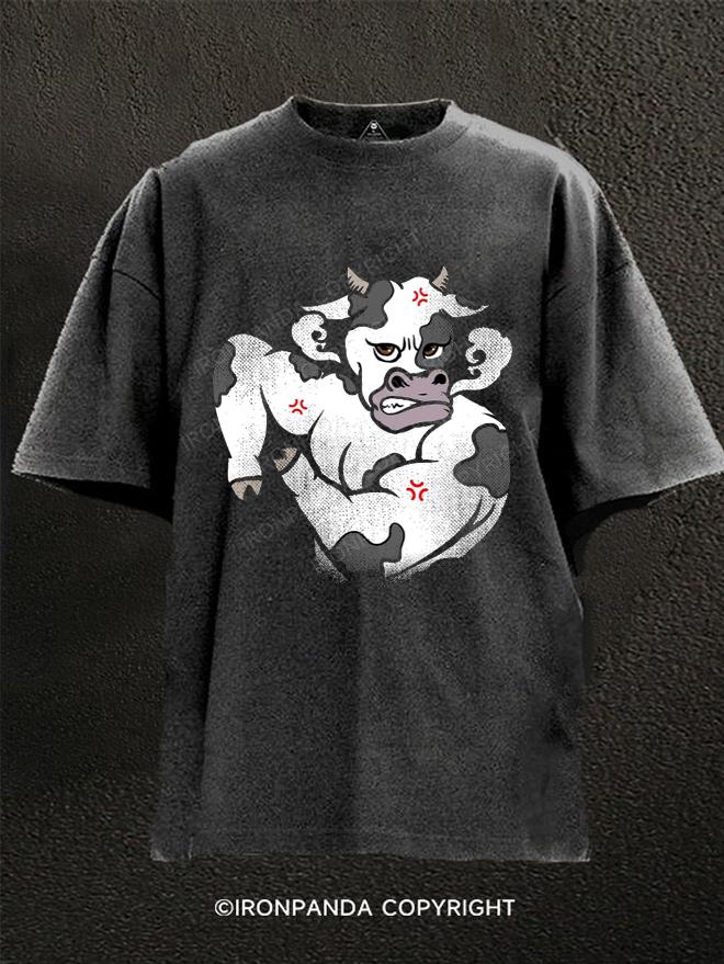 Cute Angry Cow Washed Gym Shirt