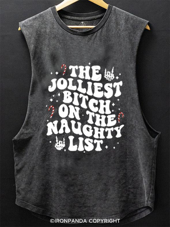 THE JOLLIEST BITCH ON THE NAUGHTY LIST SCOOP BOTTOM COTTON TANK