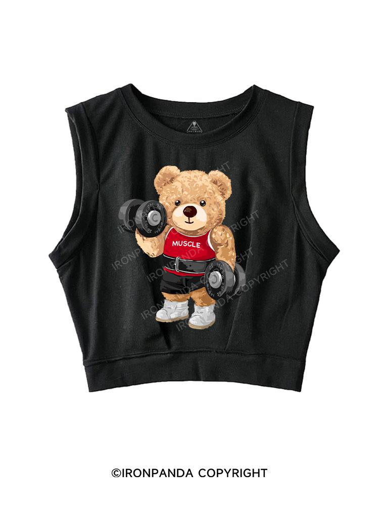 THE DUMBBEL BEAR SLEEVELESS CROP TOPS