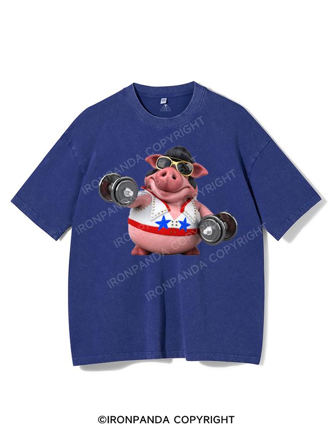 pig workout Washed Gym Shirt