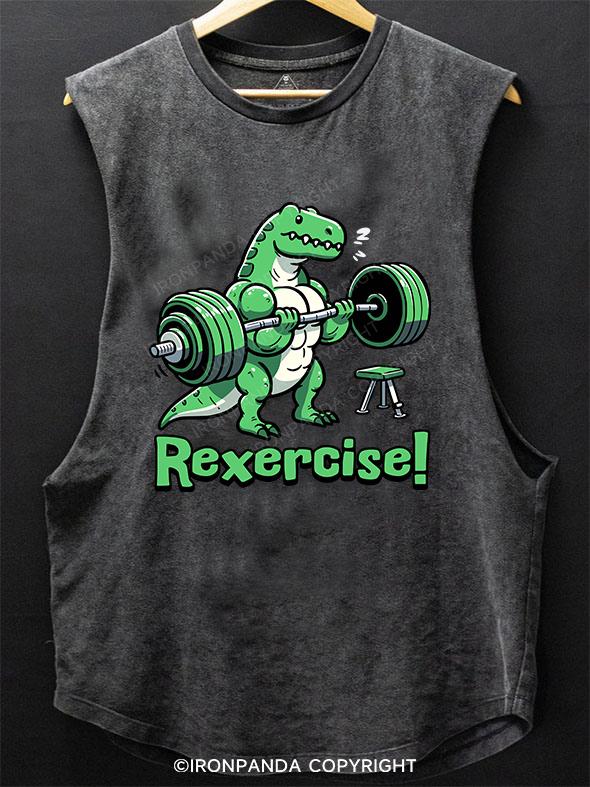 Rexercise! Weightlifting Dinosaur SCOOP BOTTOM COTTON TANK