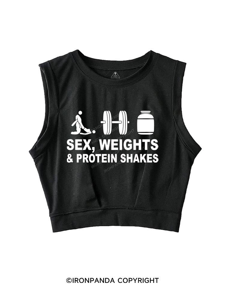 SEX WEIGHTS & PROTEIN SHAKES SLEEVELESS CROP TOPS