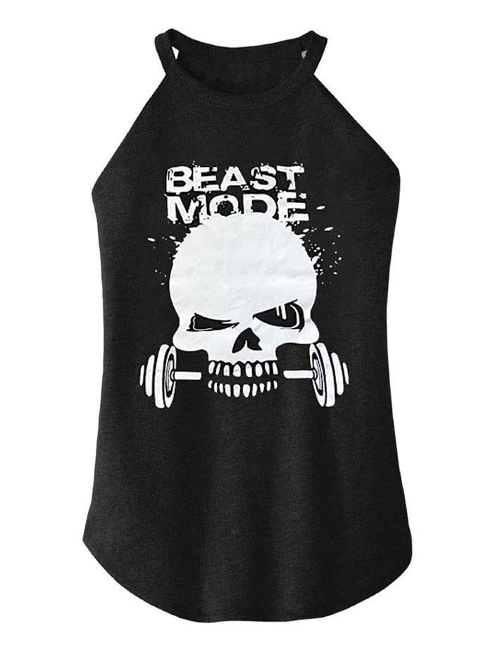 Skull Print Bodybuilding TRI ROCKER COTTON TANK