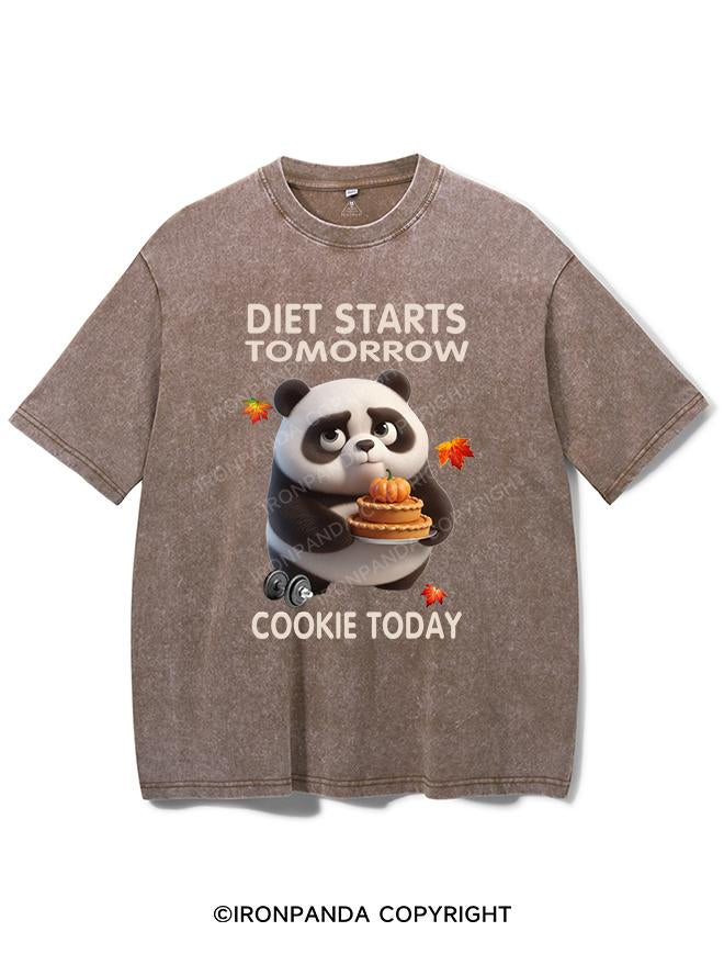 DIET STARTS TOMORROW COOKIE TODAY PANDA VINTAGE GYM SHIRT