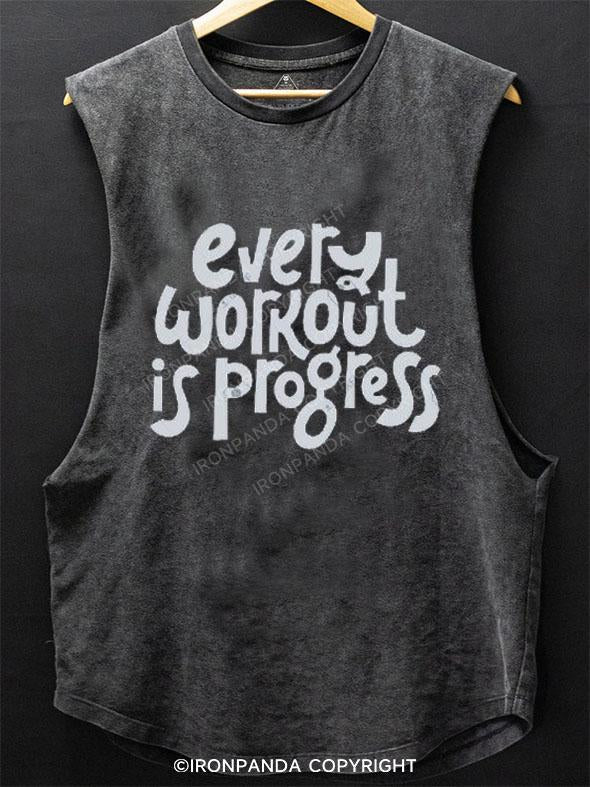 EVERY WORKOUT IS PROGRESS SCOOP BOTTOM COTTON TANK