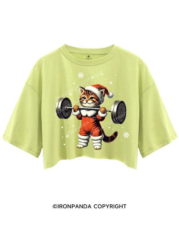 SANTA KITTEN WORKOUT CROP TOPS