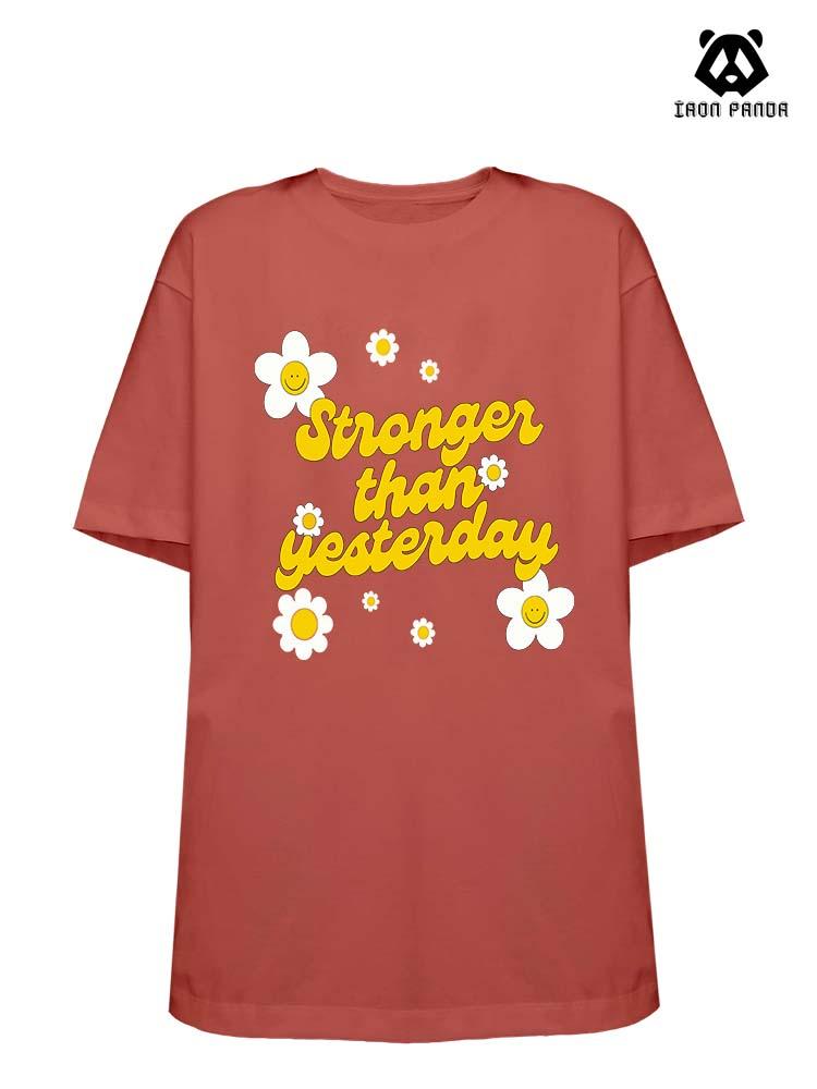 STRONGER THAN YESTERDAY Loose fit cotton  Gym T-shirt