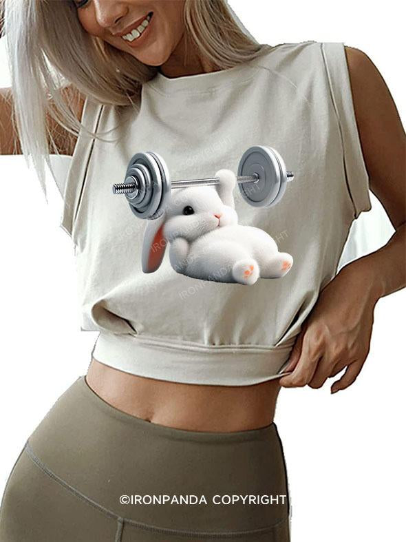 RABBIT ONE-ARM BENCH PRESS SLEEVELESS CROP TOPS