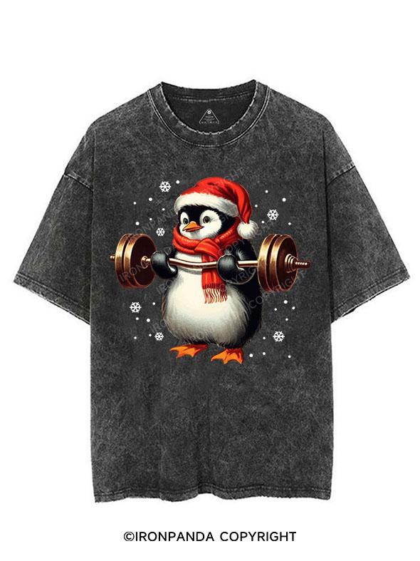 CHRISTMAS DEADLIFT PENGUIN VINTAGE GYM SHIRT