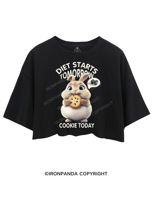 DIET STARTS TOMORROW COOKIE TODAY BUNNY CROP TOPS